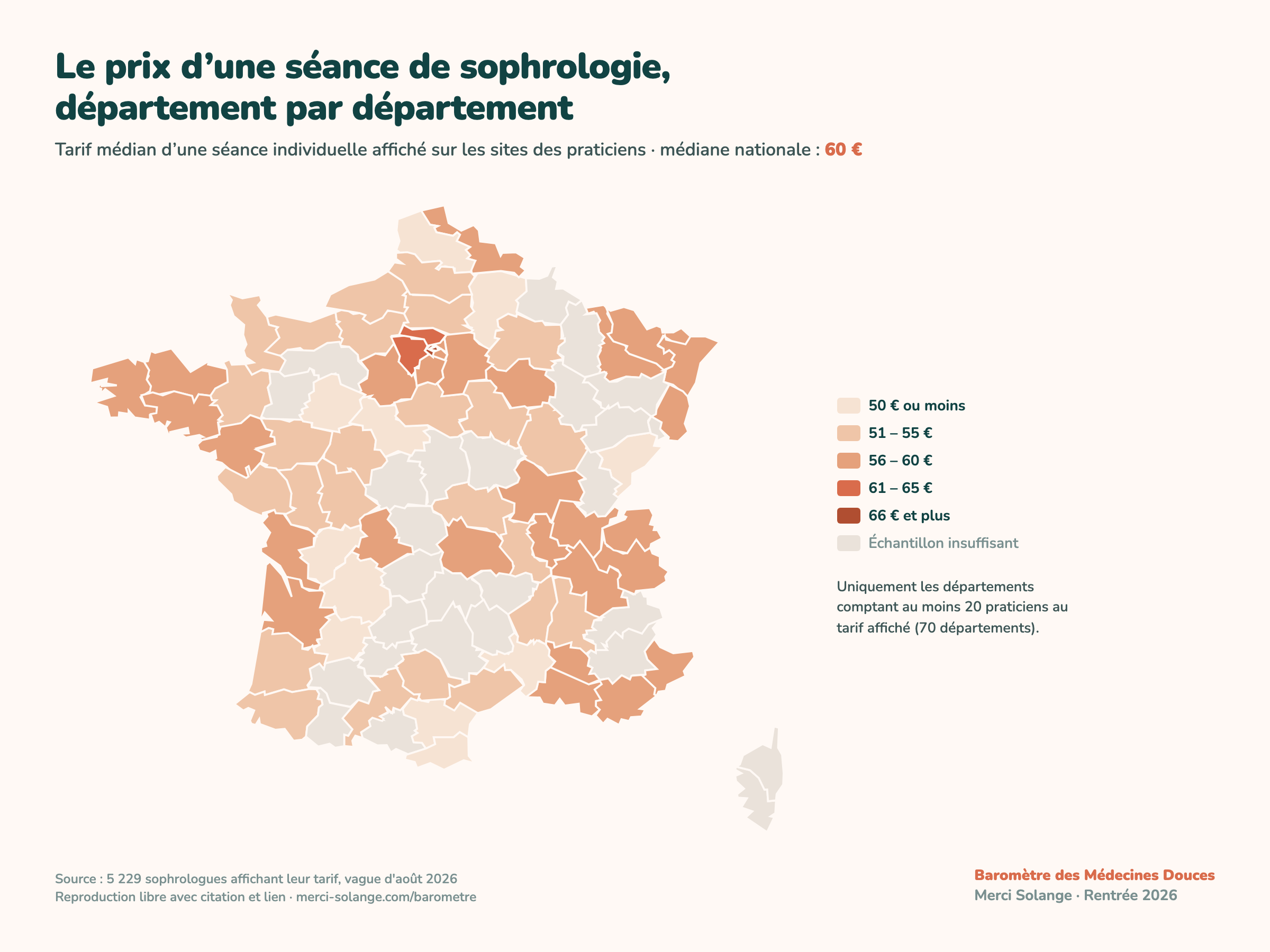 La carte des prix par département